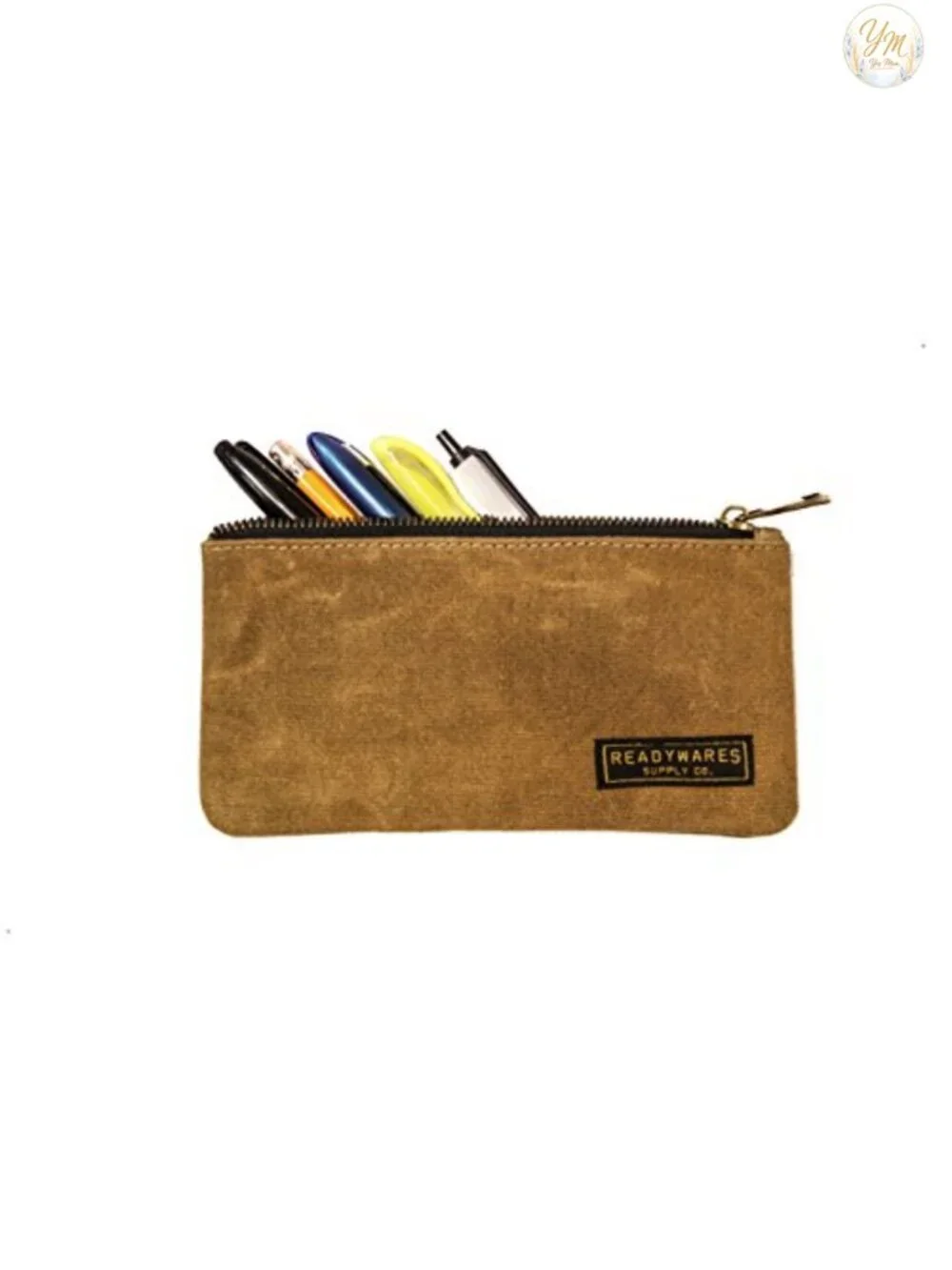 Set of 4 Waxed Canvas Pencil Pouches - Heavy Duty Zipper Bags for Organization
